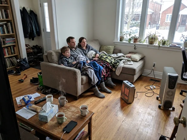 Temporary electric heaters during a 48-hour replacement