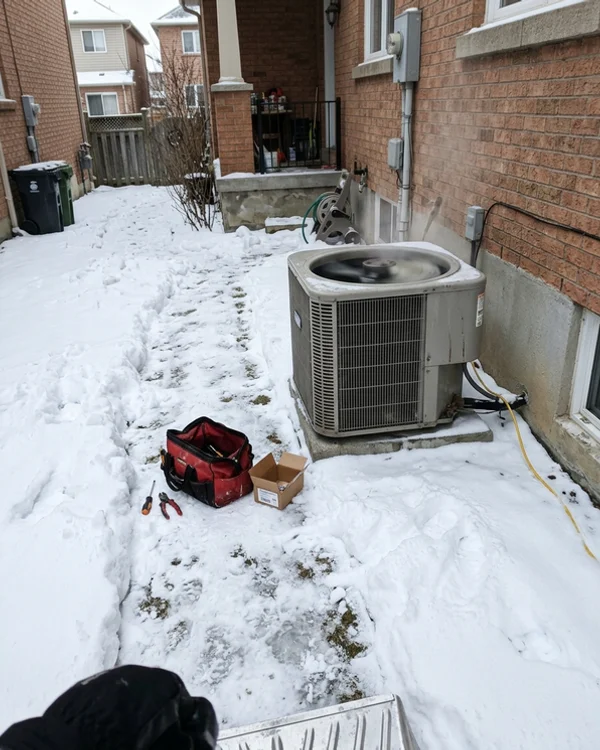 Same outdoor unit clear of ice and running normally after the repair