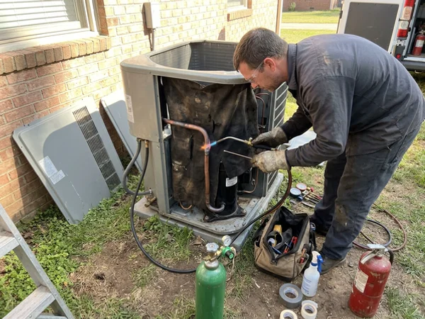 Brazing the compressor suction line with a nitrogen purge